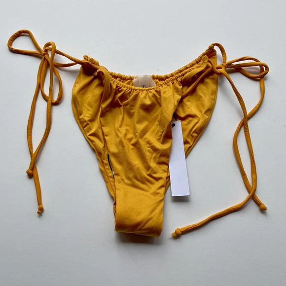 Monica Hansen Beachwear Miami Vice String Bikini Bottom Yellow Size Small NEW - Picture 2 of 8